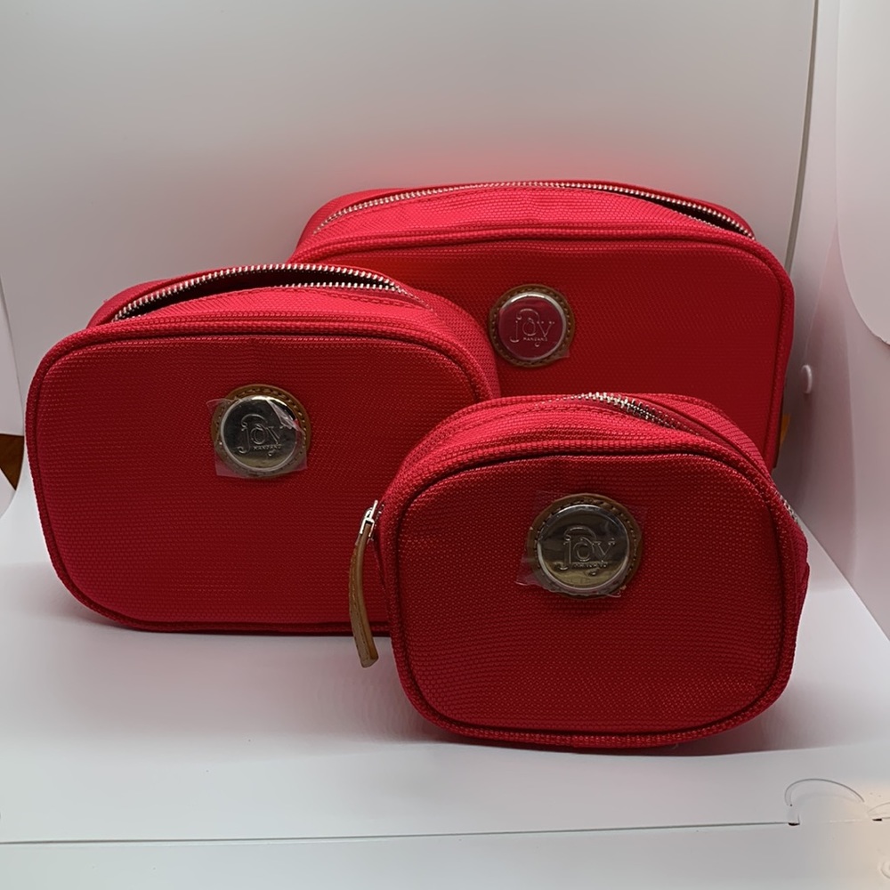 Joy Mangano Travel Ease Tuff Tech Nesting Travel Pouch Luggage Set Pink New